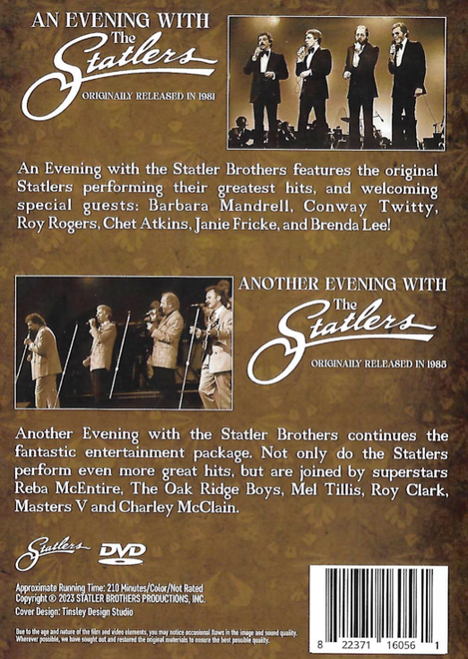 TWO EVENINGS WITH THE STATLER BROTHERS DVD